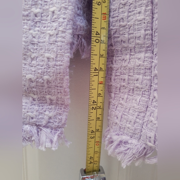 New-Zara long button up lilac Cotton Tweed Weave Large Crystal Buttons Dress - Picture 8 of 12